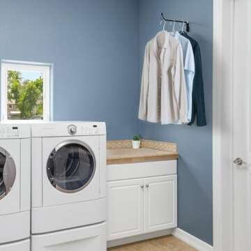 Mkono Wall Mounted Clothes Hanger Rack with Swing Arm Holder Valet Hook Metal Hanging Drying Rack Space Saving for Closet Organizer Laundry Room Bathroom Bedroom, 2 Pack, Black