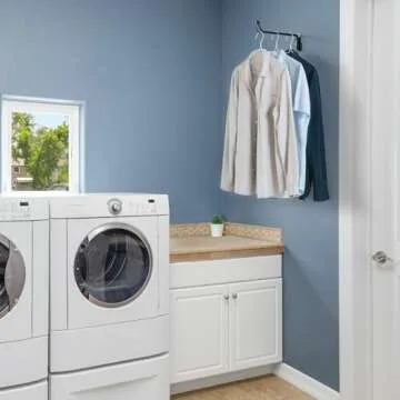 Mkono Wall Mounted Clothes Hanger Rack with Swing Arm Holder Valet Hook Metal Hanging Drying Rack Space Saving for Closet Organizer Laundry Room Bathroom Bedroom, 2 Pack, Black