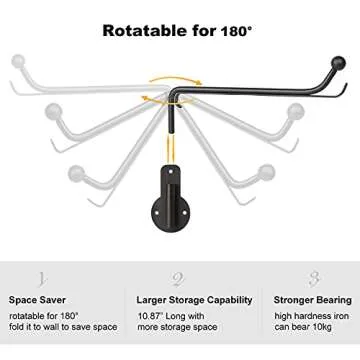 Mkono Wall Mounted Clothes Hanger Rack with Swing Arm Holder Valet Hook Metal Hanging Drying Rack Space Saving for Closet Organizer Laundry Room Bathroom Bedroom, 2 Pack, Black