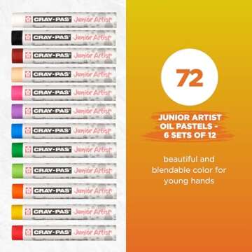 SAKURA Cray-Pas Junior Artist Oil Pastel Set - Soft Oil Pastels for Kids & Artists - 12 Colors - 6 Sets of 12