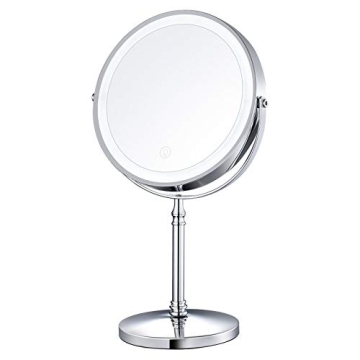 AMZTOLIFE 8" Lighted Makeup Mirror - 10X Magnifying LED Mirror with Adjustable Brightness