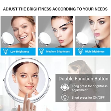 AMZTOLIFE Lighted 10X Makeup Mirror with Adjustable Brightness