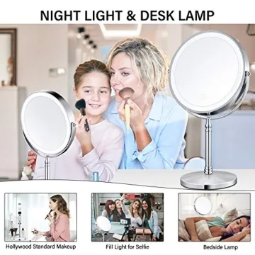 AMZTOLIFE Lighted 10X Makeup Mirror with Adjustable Brightness