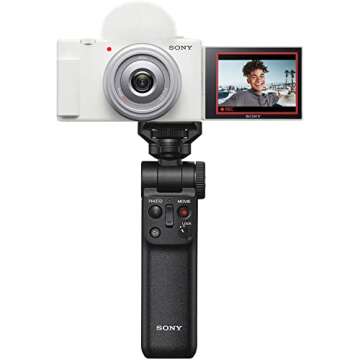 Sony ZV-1F/W Vlog Camera with 4K Video & 20.1MP for Content Creators and Vloggers White | Official Sony USA Partner Model | Bundle with ACCVC1 Kit Including GP-VPT2BT Tripod + Deco Gear Case +Battery