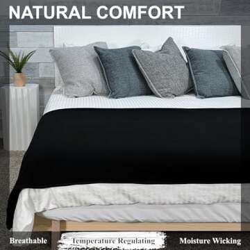 EKTOS 100% Wool Blanket, 90" x 66", Washable Wool Blanket, Survival Blankets Extreme Cold (Black, Twin Size)