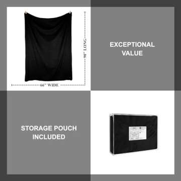 EKTOS 100% Wool Blanket, 90" x 66", Washable Wool Blanket, Survival Blankets Extreme Cold (Black, Twin Size)