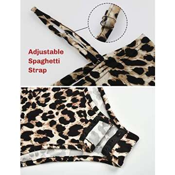 Queen.M Women's Sexy Bodysuit Leopard Spaghetti Strap Cami Leotard Top Sleeveless Bodycon Jumpsuit Onesie Romper (Leopard, S)