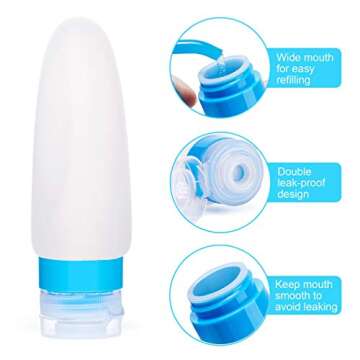 ValourGo Travel Bottles Set TSA Approved with Refillable Silicone Leak Proof Valve and Travel Accessories for Liquid - 2 Pack 3 OZ Travel Containers