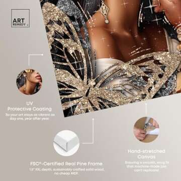 Art Remedy Golden Butterfly Goddess Canvas Glam Women Art, Gallery Wrapped, 30" x 45"
