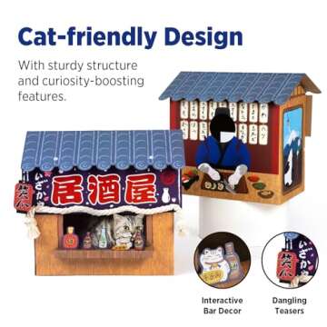 SMILE PAWS Cat Beds for Indoor Cats, Cardboard Cat House with Scratchers, Izakaya Bar, Large Sturdy Cat Furniture Condo Cave Tent, Easy to Assemble Pet Toys Accessories Stuffs, Bunny Small Animals
