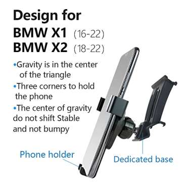 LUNQIN Car Phone Holder for 2016-2022 BMW X1 SUV sDrive28i xDrive28i and 2018-2022 X2 F48 F39 Auto Accessories Navigation Bracket Interior Decoration Mobile Cell Phone Mount