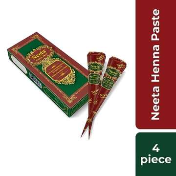 Neeta 4 Pack 100% Natural Ready to Use Henna Paste Hair Dye Cones Reddish Brown Color tubes color for women Perfect for Spot hair coloring, Long-lasting and Cruelty-Free