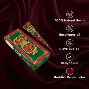 Neeta 4 Pack 100% Natural Ready to Use Henna Paste Hair Dye Cones Reddish Brown Color tubes color for women Perfect for Spot hair coloring, Long-lasting and Cruelty-Free