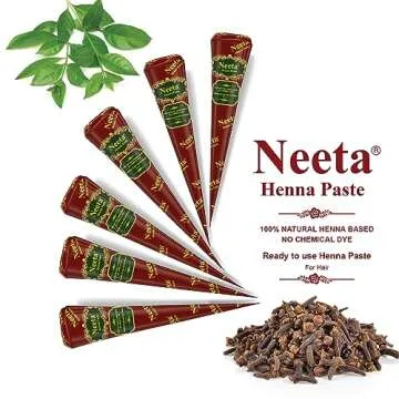 Neeta 4 Pack 100% Natural Ready to Use Henna Paste Hair Dye Cones Reddish Brown Color tubes color for women Perfect for Spot hair coloring, Long-lasting and Cruelty-Free