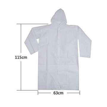 Mudder Adult Portable Raincoat Rain Poncho with Hoods and Sleeves (White)