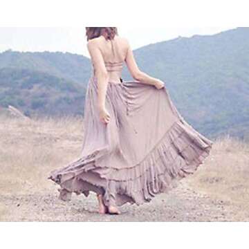 R.Vivimos Womens Summer Boho Sexy Backless Long Dresses (Large, Khaki)