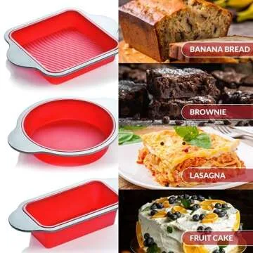 Boxiki Kitchen 3-Piece Silicone Baking Pans Set for Easy Cooking
