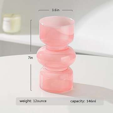 Clear Glass Vase, 7" Modern Hydroponic Glass Vases for Décor Flowers Centerpiece Home Office Desk D...