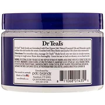 Dr Teal's Pure Epsom Salt Body Scrub, Soothe & Sleep with Lavender Essential Oils, 16 oz