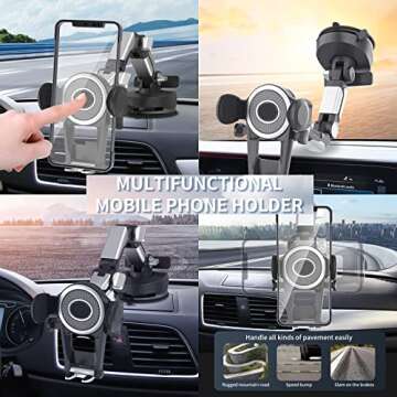 EIMONEY Suction Cup Cell Phone Holder Stand, 2023 New 2S Upgraded Phone Mount for Car, Car Accessories Dashboard/Windshield/Window Car Phone Holder Mount for All Phone (1 Pack Black)