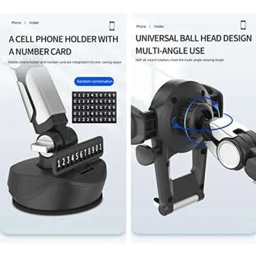 EIMONEY Suction Cup Cell Phone Holder Stand, 2023 New 2S Upgraded Phone Mount for Car, Car Accessories Dashboard/Windshield/Window Car Phone Holder Mount for All Phone (1 Pack Black)