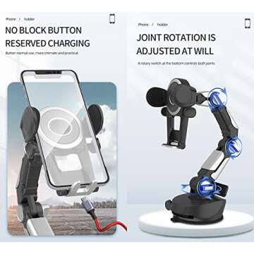 EIMONEY Suction Cup Cell Phone Holder Stand, 2023 New 2S Upgraded Phone Mount for Car, Car Accessories Dashboard/Windshield/Window Car Phone Holder Mount for All Phone (1 Pack Black)