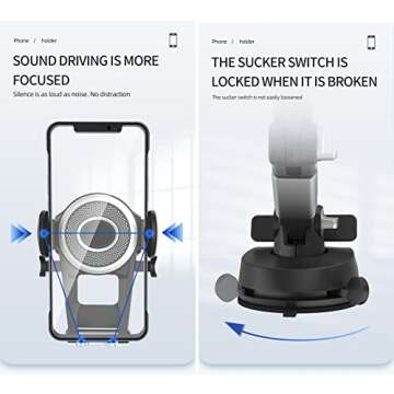 EIMONEY Suction Cup Cell Phone Holder Stand, 2023 New 2S Upgraded Phone Mount for Car, Car Accessories Dashboard/Windshield/Window Car Phone Holder Mount for All Phone (1 Pack Black)