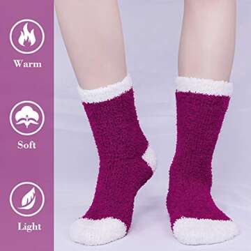 HexyHair Fuzzy Socks for Women Fluffy Cozy Warm Soft Plush Slipper Socks for Sleeping Girls Comfy Holiday Socks Winter