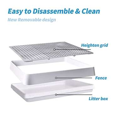 PODOO Rabbit Large Litter Box, Guinea Pig Training Pan Cage with Toilet Tray, for Rats, Cat, Ferret, Bunny Small and Medium Animals, 15x12x3 Inches (Medium)