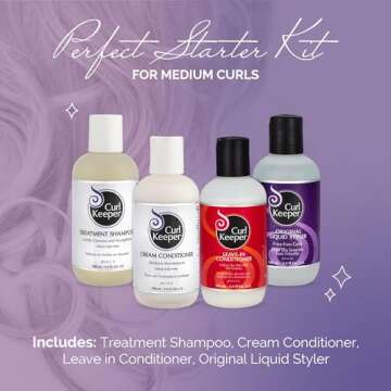 Curl Keeper Medium Curl Starter Kit for Curly Hair - Travel Size Set Includes Original Liquid Styler...