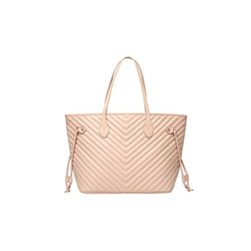 Daisy Rose Quilted Tote Shoulder Bag with Clutch - Beige