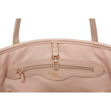 Daisy Rose Quilted Tote Shoulder Bag with Clutch - Beige