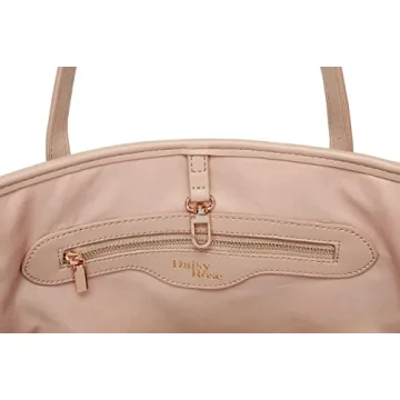 Daisy Rose Quilted Tote Shoulder Bag with Clutch - Beige