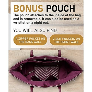 Daisy Rose Quilted Tote Shoulder Bag with Clutch - Beige