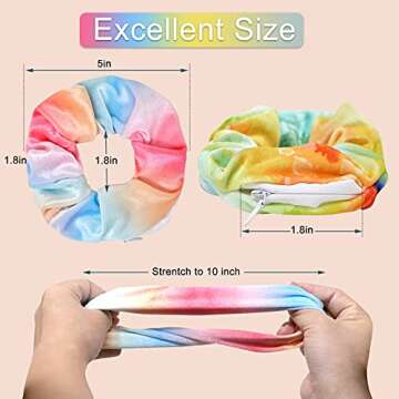 Velvet Pocket Scrunchie with Hidden Zipper - 6Pack Stash Scrunchy Hair Ties for Vsco Girls Women Hai...