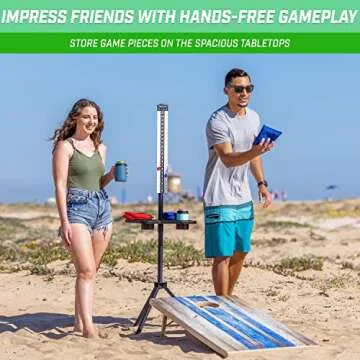 GoSports ScoreCaddy Set of 2 Metal Tables for Outdoor Games