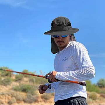 KastKing UPF 50 Boonie Hat Fishing Hat with Removable Neck Flap Sun Hats,Gray
