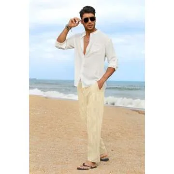 Stylish COOFANDY Men's Lightweight Linen Pants with Pockets