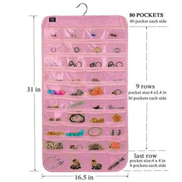 BB Brotrade Hanging Jewelry Organizer,Accessories Organizer,80 Pocket Organizer for Holding Jewelries