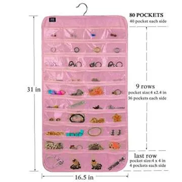 BB Brotrade Hanging Jewelry Organizer,Accessories Organizer,80 Pocket Organizer for Holding Jewelries