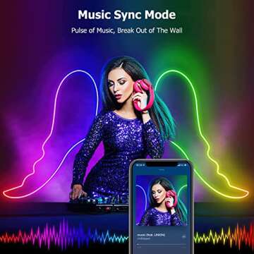 Galgreen 16.4ft WiFi RGB Rope Lights with Music Sync, Waterproof Flexible Dimmable Smart LED Strip Lights for Bedroom with Remote and Adapter, Compatible with Alexa, Indoor Outdoor Decor