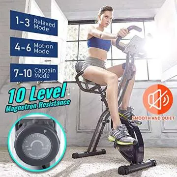 LEIKE X Ultra-Quiet Folding Exercise Bike with Heart Rate Monitor