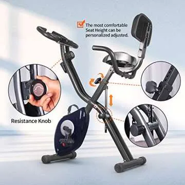 LEIKE X Ultra-Quiet Folding Exercise Bike with Heart Rate Monitor