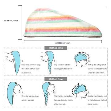 ATITOWEL Microfiber Hair Towel Quick Dry Towel-Hair Towels-Hair Towel Wrap-Head Towel Wraps for Women Girls-Rainbow Microfiber Towel-Microfiber Towel for Hair