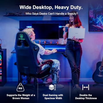 GTRACING 55 Inch Gaming Desk with RGB Lighting and Power Outlets