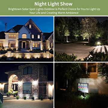 Brightown Solar Lights Outdoor, 360°Adjustable Waterproof Landscape Spotlights, 2-in-1 Wireless Auto On/Off, Dusk-to-Dawn Solar Powered Spot Light, Lights for Pathway Garden Yard Wall, 2 Pack White