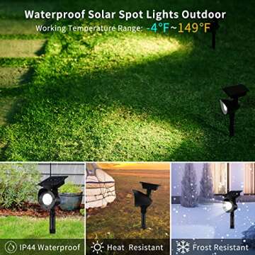 Brightown Solar Lights Outdoor, 360°Adjustable Waterproof Landscape Spotlights, 2-in-1 Wireless Auto On/Off, Dusk-to-Dawn Solar Powered Spot Light, Lights for Pathway Garden Yard Wall, 2 Pack White
