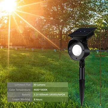 Brightown Solar Lights Outdoor, 360°Adjustable Waterproof Landscape Spotlights, 2-in-1 Wireless Auto On/Off, Dusk-to-Dawn Solar Powered Spot Light, Lights for Pathway Garden Yard Wall, 2 Pack White