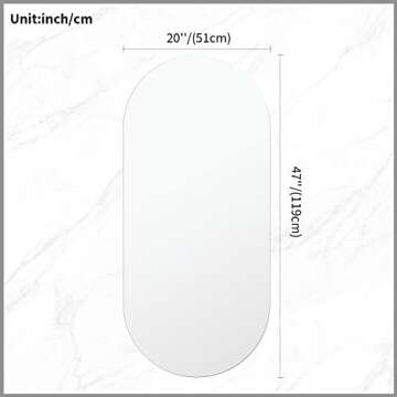 Koonmi Frameless Bathroom Mirror 20"x47", Oval Wall Vanity Mirror for Bedrooms, Entryways, and Living Rooms, Rectangle Mirrors for Wall Hangs Horizontal or Vertical