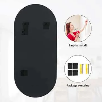 Koonmi Frameless Bathroom Mirror 20"x47", Oval Wall Vanity Mirror for Bedrooms, Entryways, and Living Rooms, Rectangle Mirrors for Wall Hangs Horizontal or Vertical